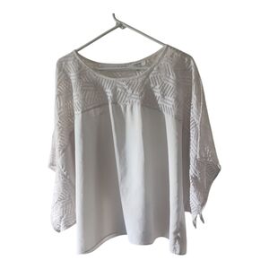 Umgee White Blouse Flowy Boho Top Size M